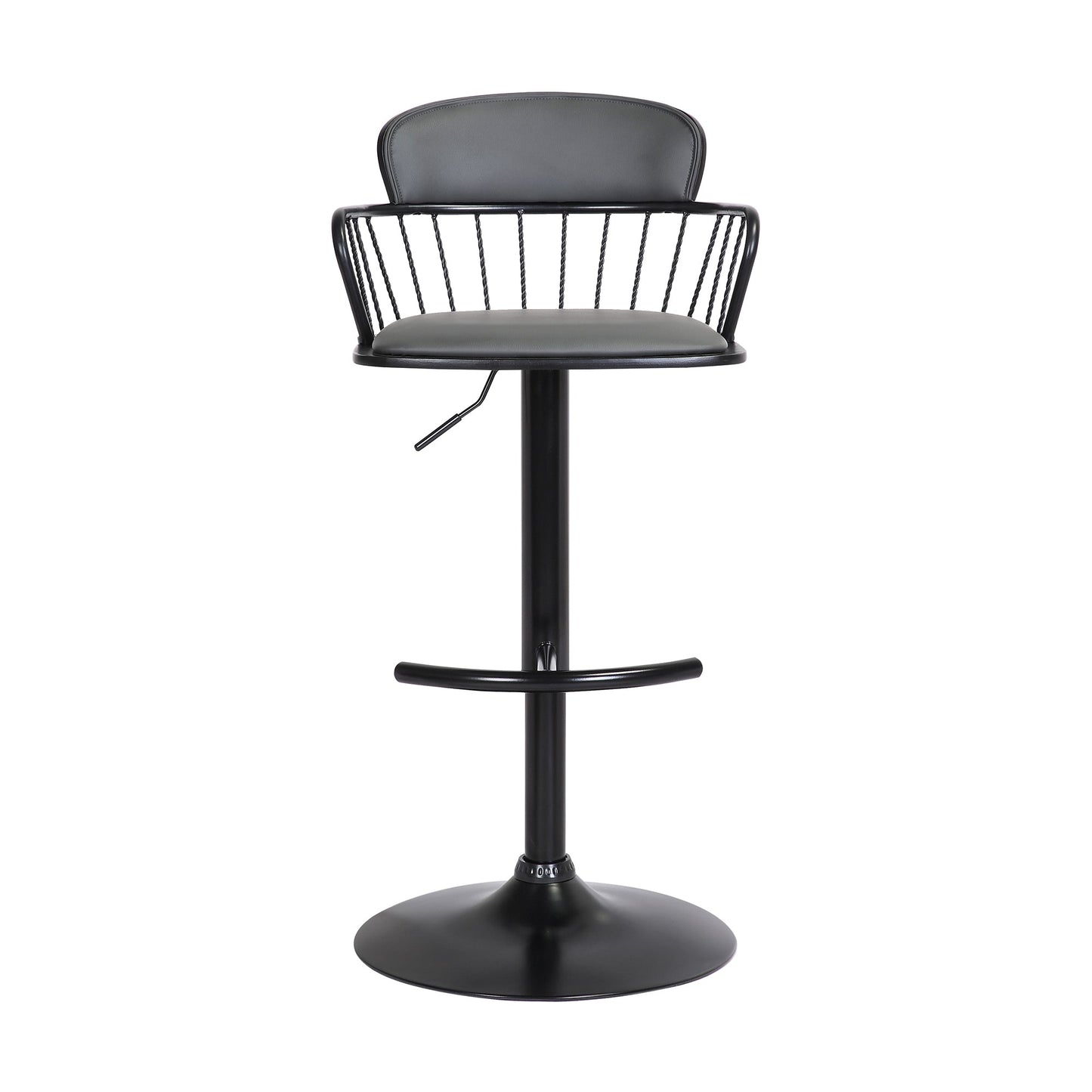 Nash Adjustable Black Wood Bar Stool with Black Metal Base
