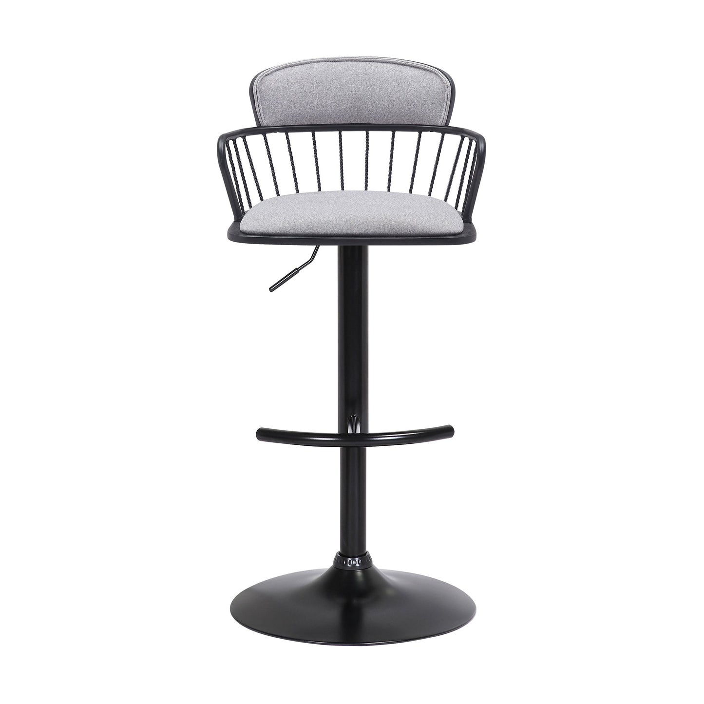 Nash Adjustable Black Wood Bar Stool with Black Metal Base