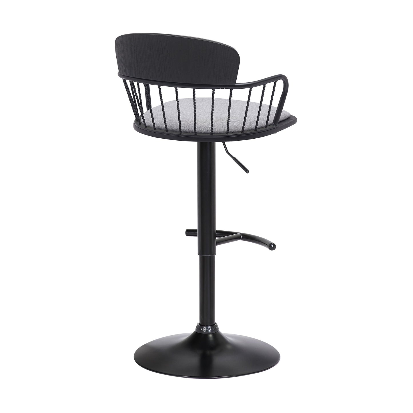Nash Adjustable Black Wood Bar Stool with Black Metal Base