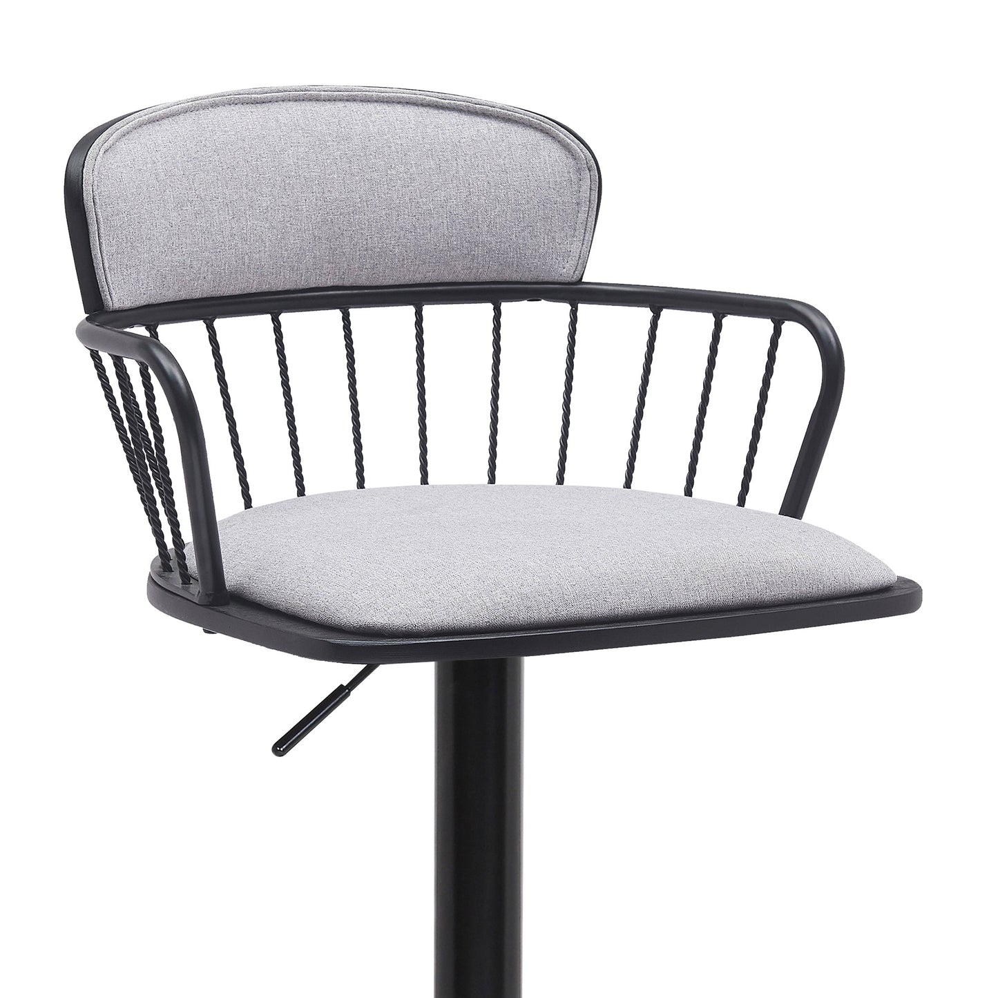 Nash Adjustable Black Wood Bar Stool with Black Metal Base