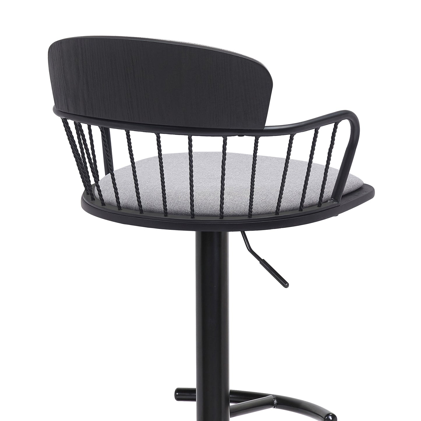Nash Adjustable Black Wood Bar Stool with Black Metal Base
