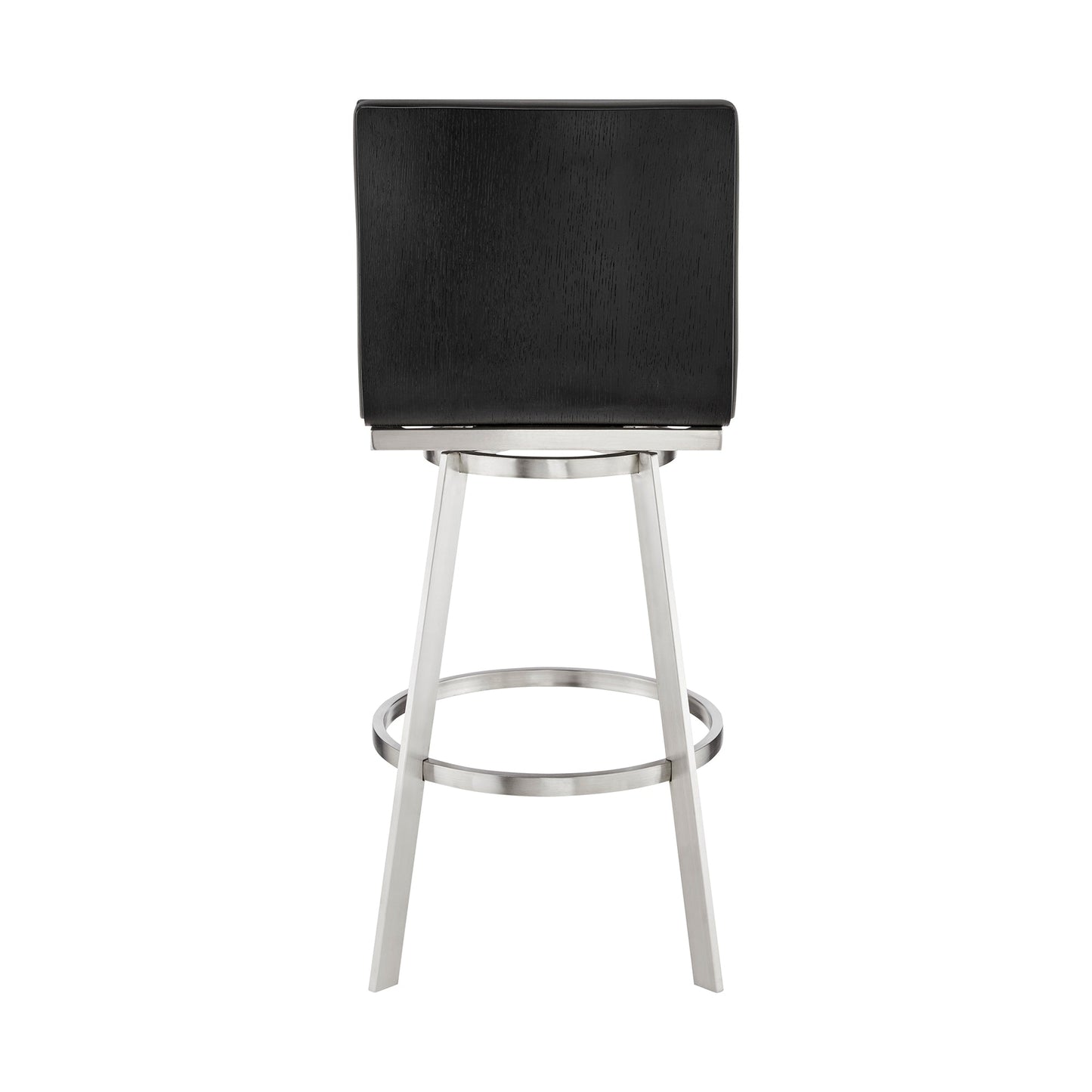 Nikole Swivel Bar Stool in Various Heights with Gray Faux Leather and Stylish Finishes