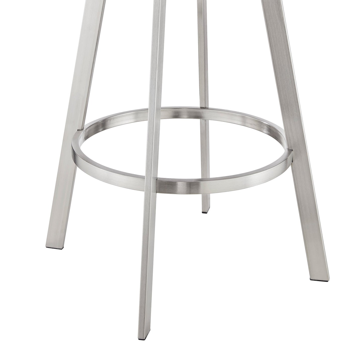 Nikole Swivel Bar Stool in Various Heights with Gray Faux Leather and Stylish Finishes