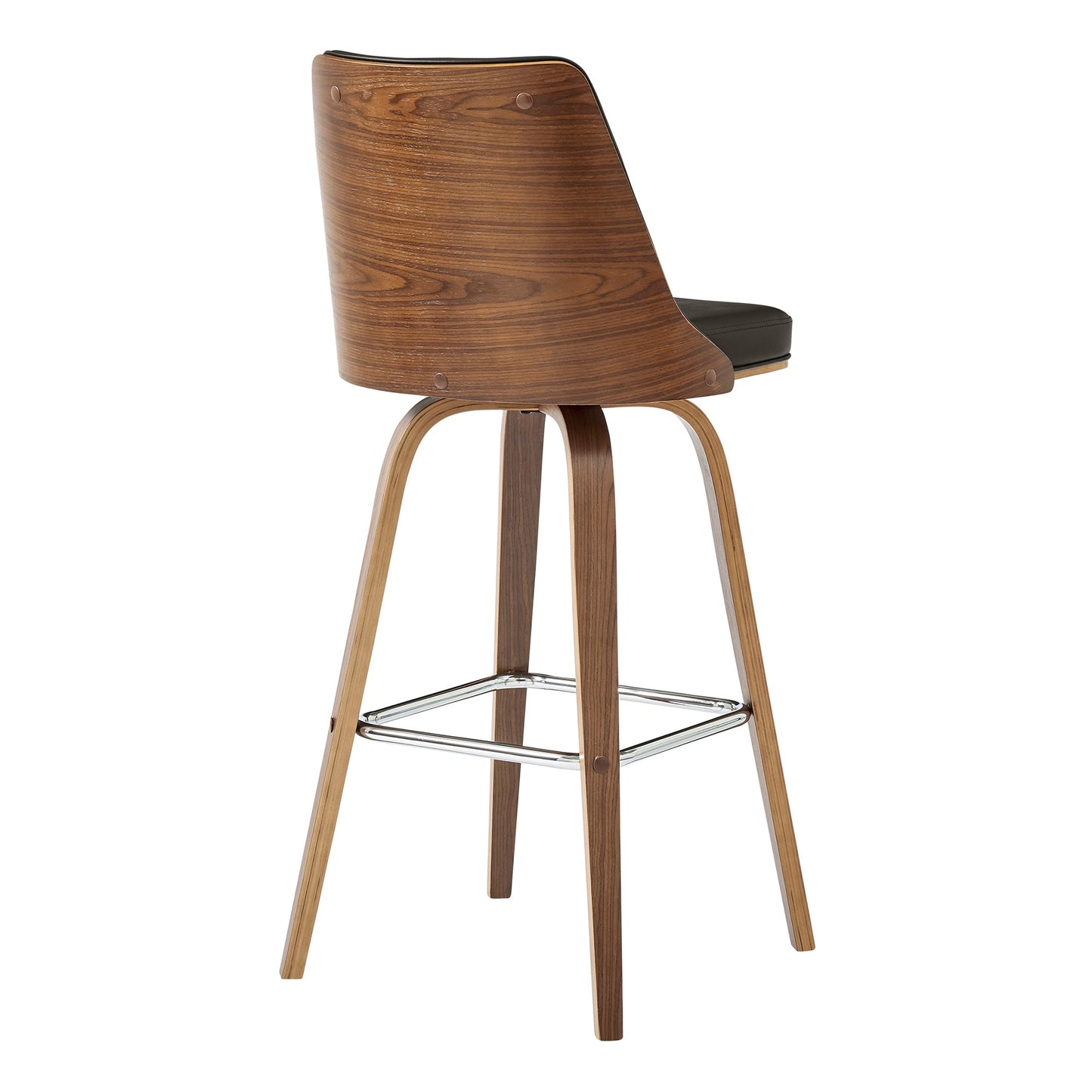Nolte Swivel Counter and Bar Stool in Faux Leather and Walnut Wood