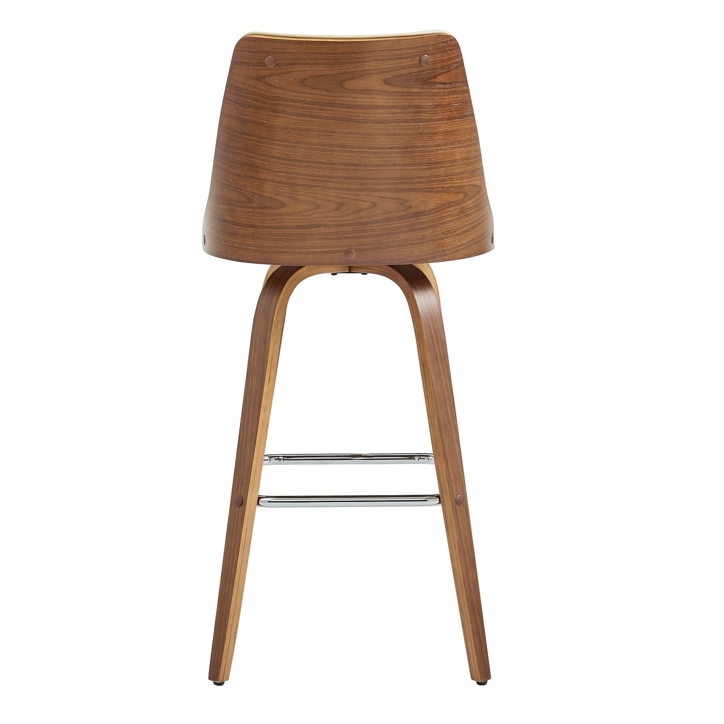 Nolte Swivel Counter and Bar Stool in Faux Leather and Walnut Wood