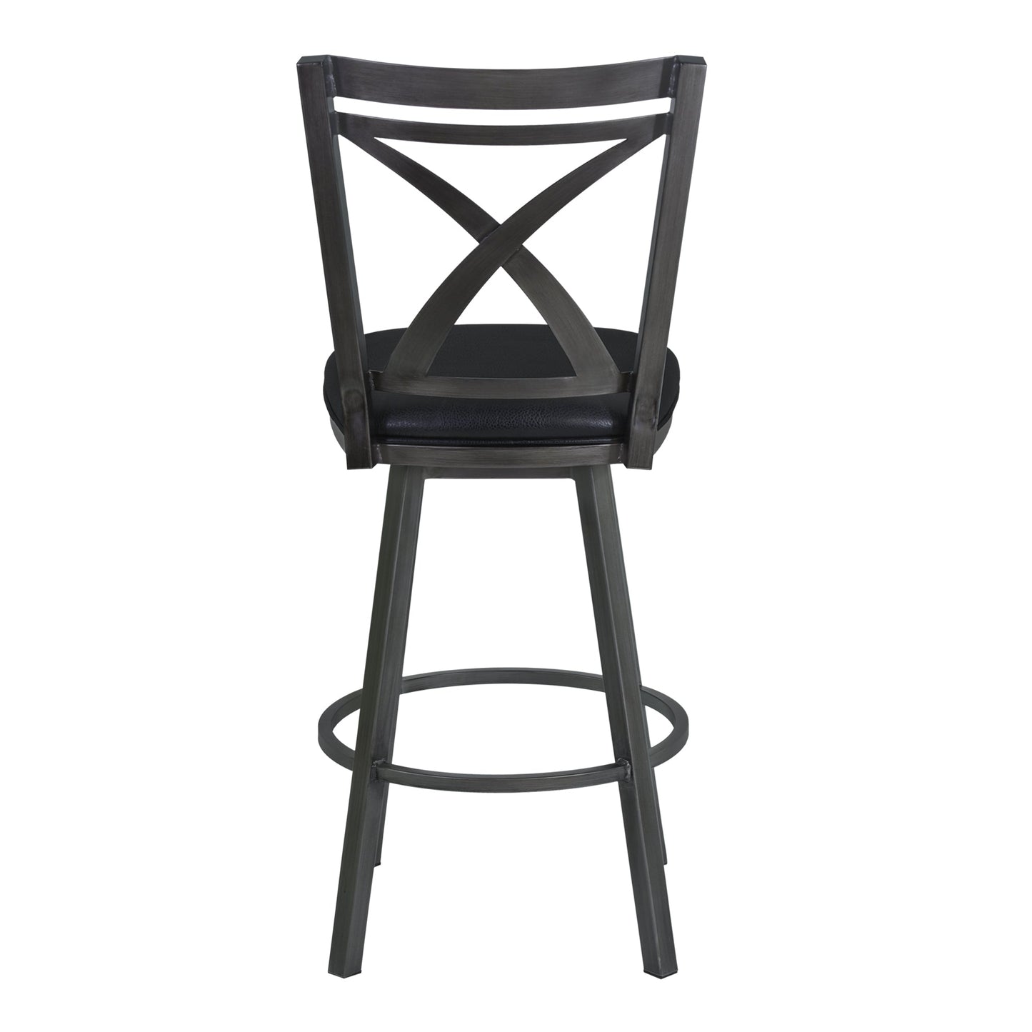 Nova 30" Bar Height Metal Swivel Barstool in Ford Black Pu and Mineral Finish
