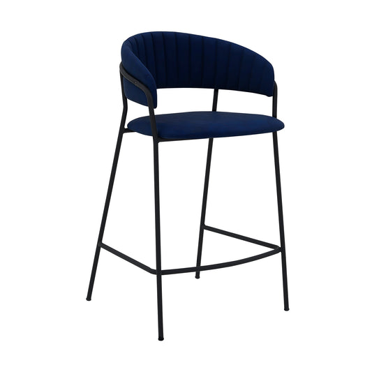Nara 26" Faux Leather and Metal Counter Height Barstool with Frame