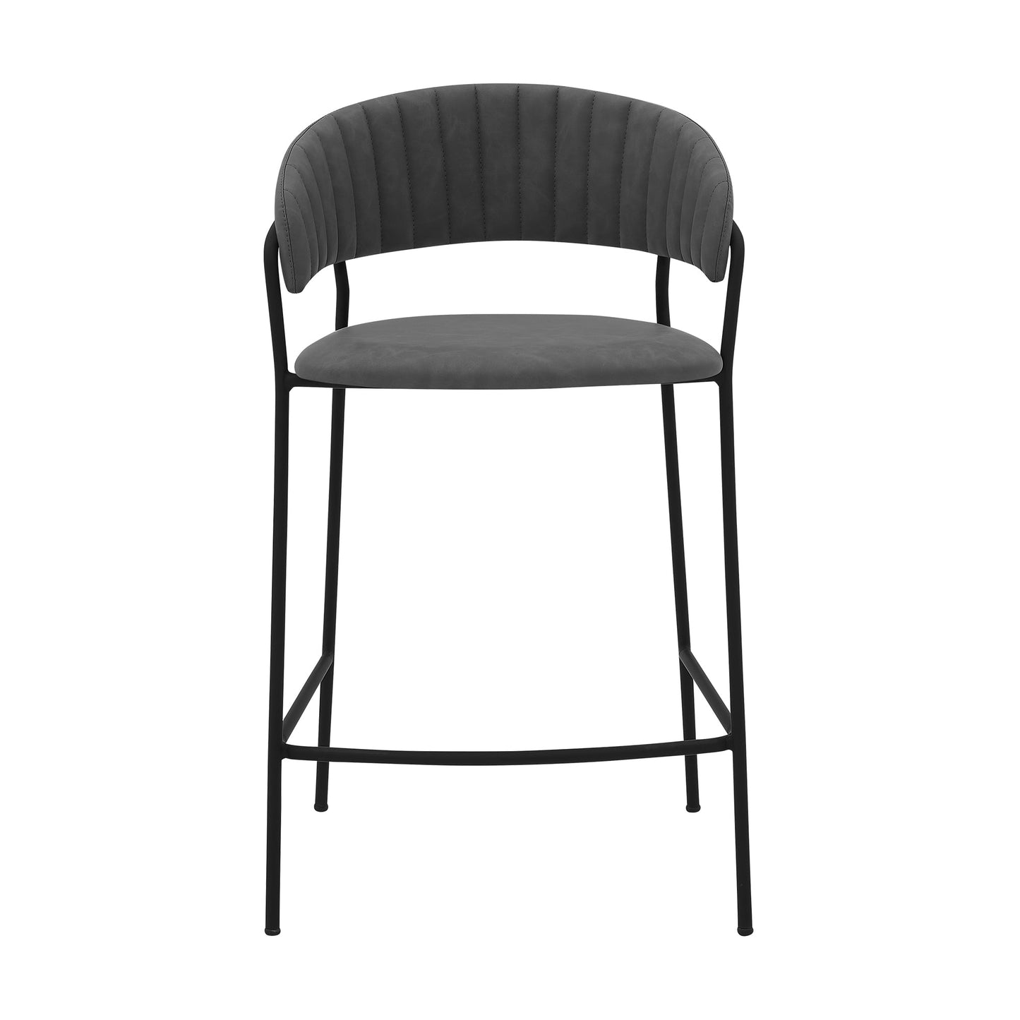 Nara 26" Faux Leather and Metal Counter Height Barstool with Frame