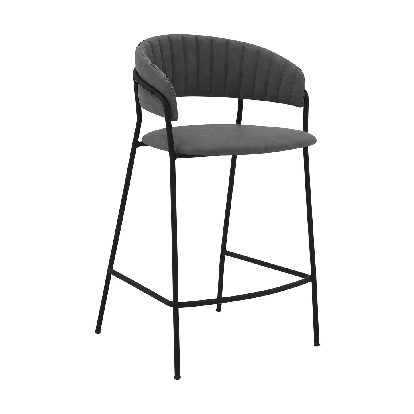 Nara 26" Faux Leather and Metal Counter Height Barstool with Frame