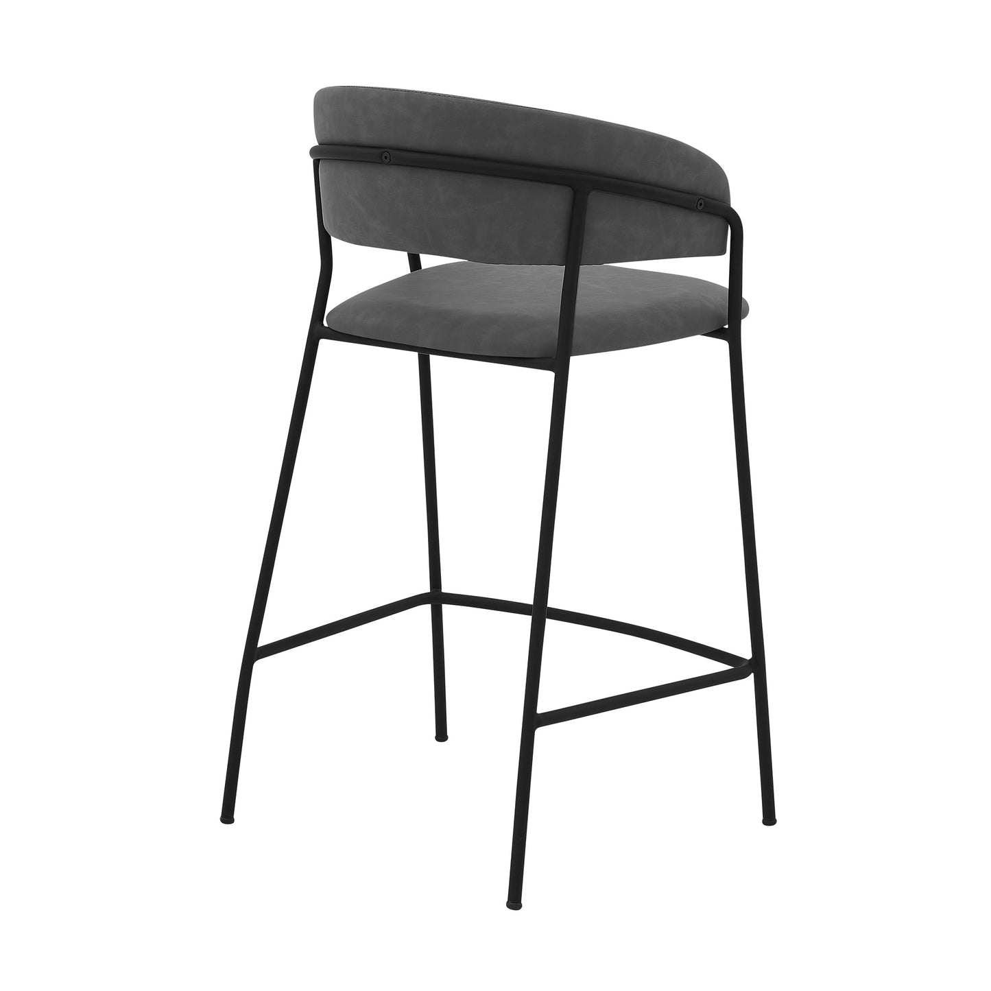 Nara 26" Faux Leather and Metal Counter Height Barstool with Frame