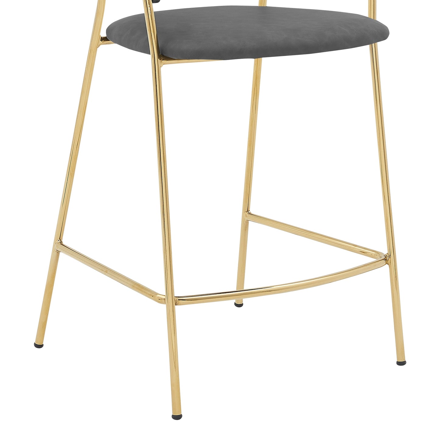 Nara 26" Faux Leather and Metal Counter Height Barstool with Frame