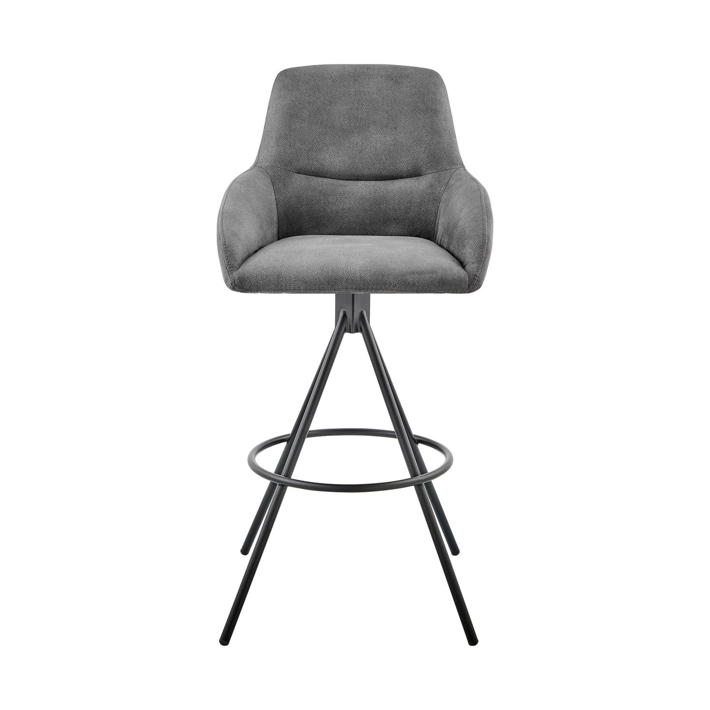 Odessa Counter and Bar Height Bar Stool in Charcoal Fabric and Black Finish