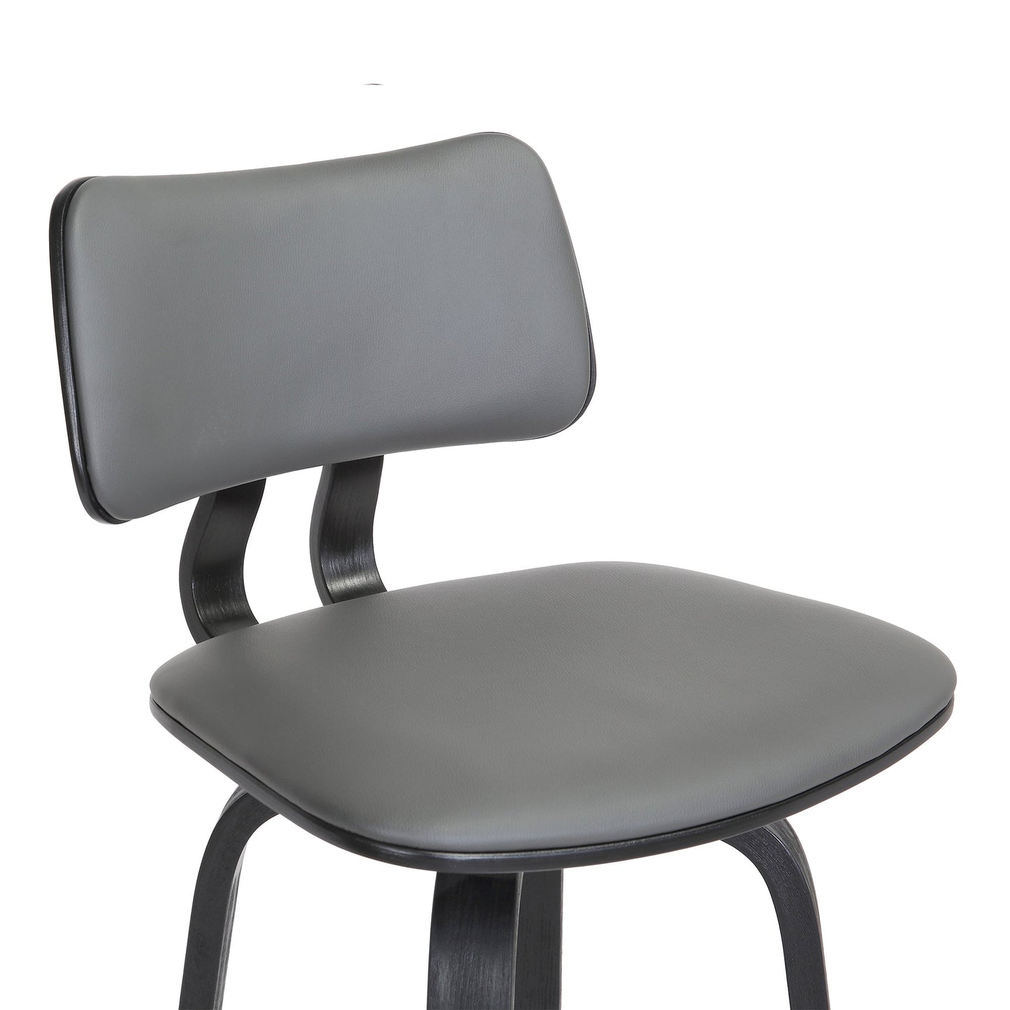 Pico 30" Swivel Wood Bar Stool in Faux Leather and Fabric with Black and Chrome Metal