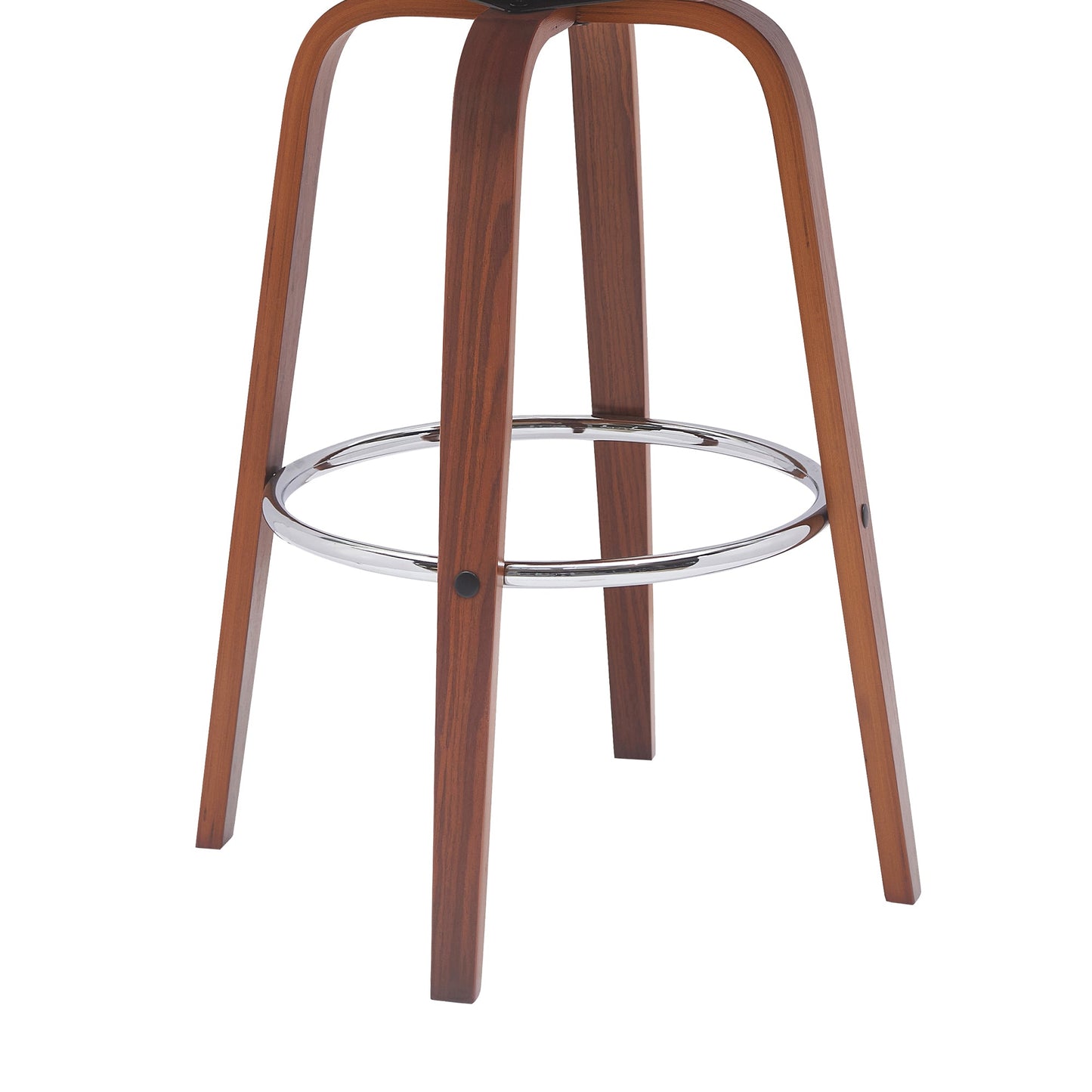 Pico 30" Swivel Wood Bar Stool in Faux Leather and Fabric with Black and Chrome Metal