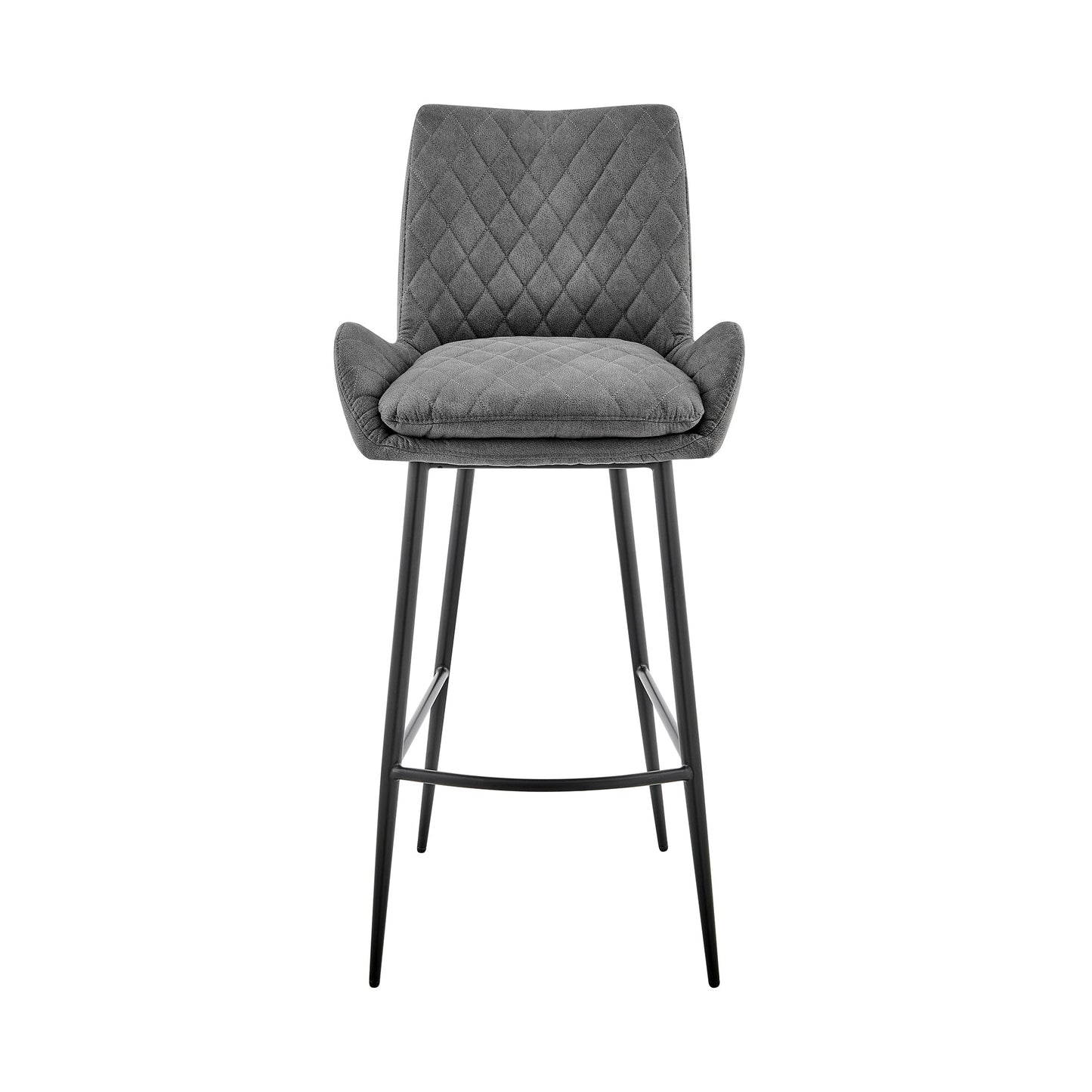 Panama Bar Height Stool in Charcoal Fabric and Black Finish