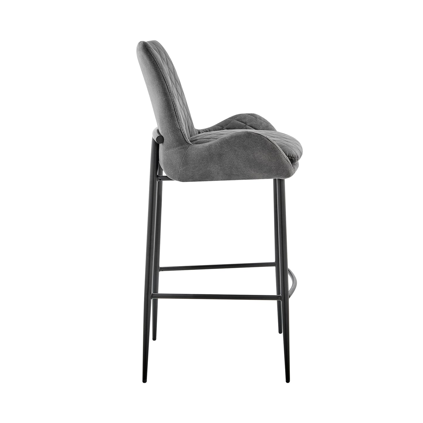 Panama Bar Height Stool in Charcoal Fabric and Black Finish
