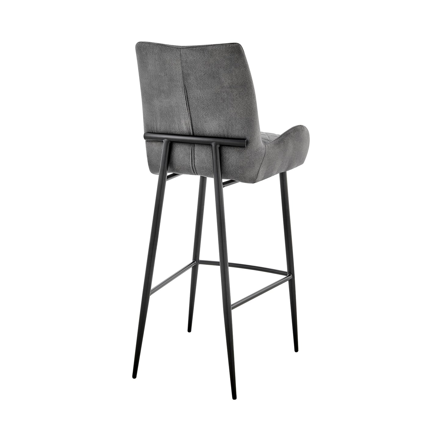 Panama Bar Height Stool in Charcoal Fabric and Black Finish