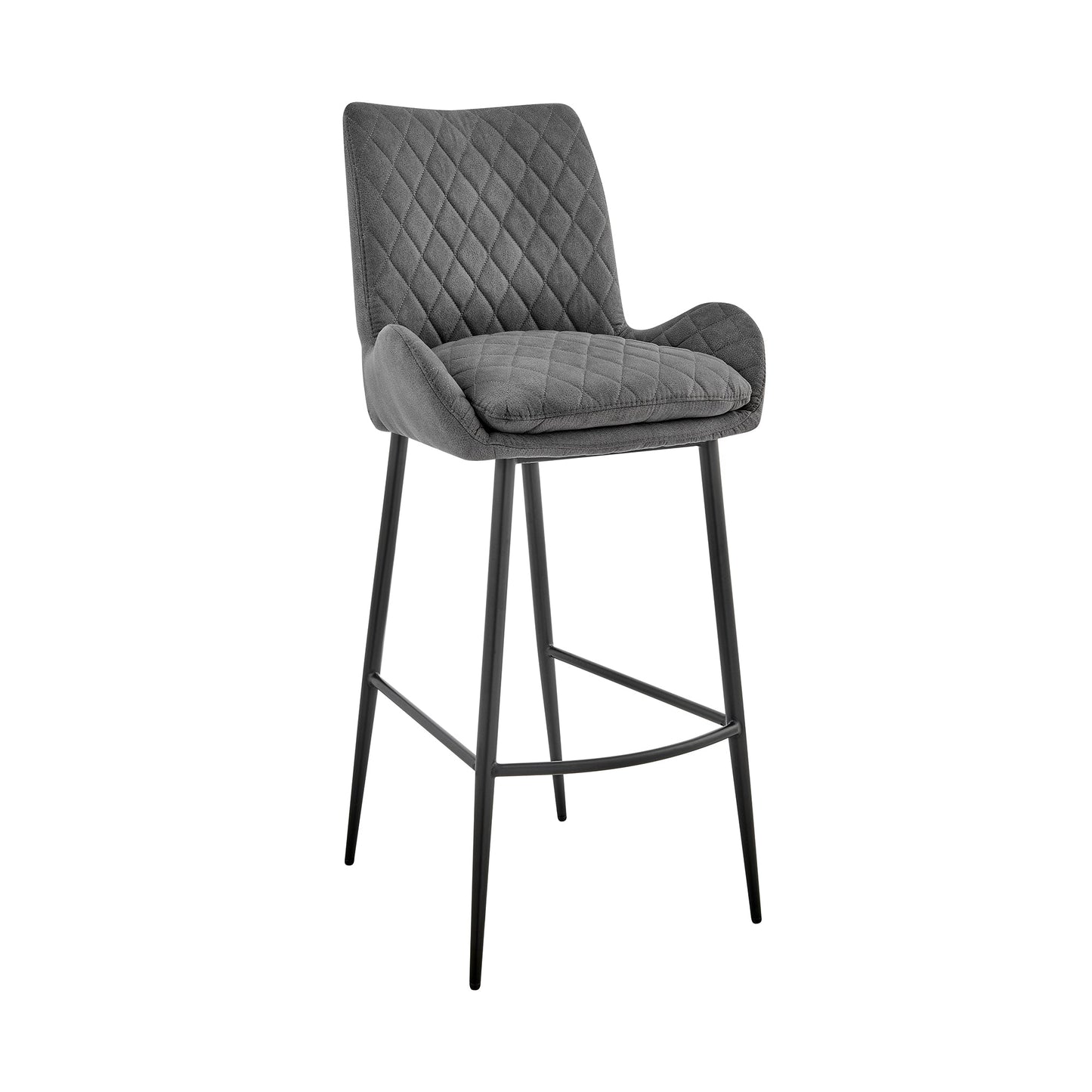 Panama Bar Height Stool in Charcoal Fabric and Black Finish