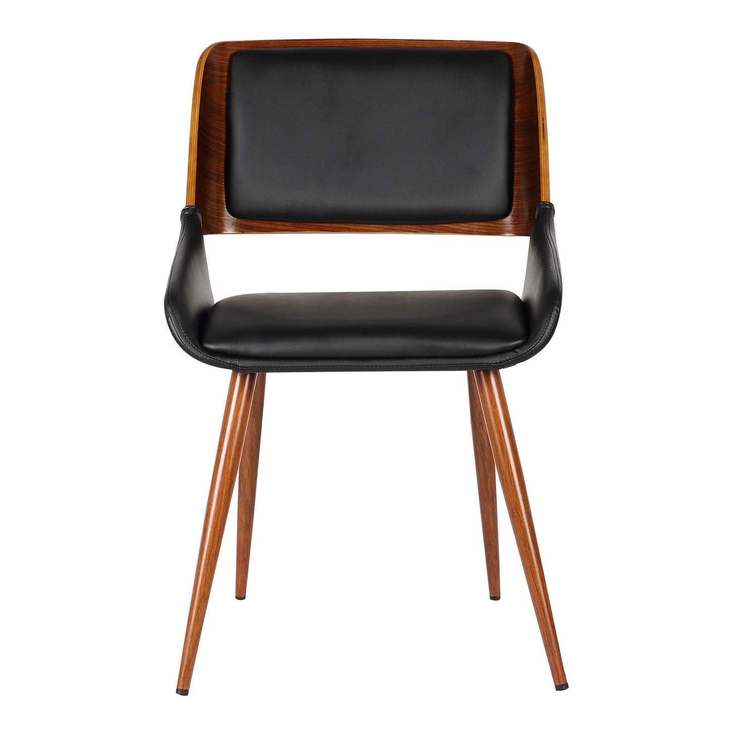 Panda Mid-Century Dining Chair in Walnut Finish with Faux Leather and Fabric Options
