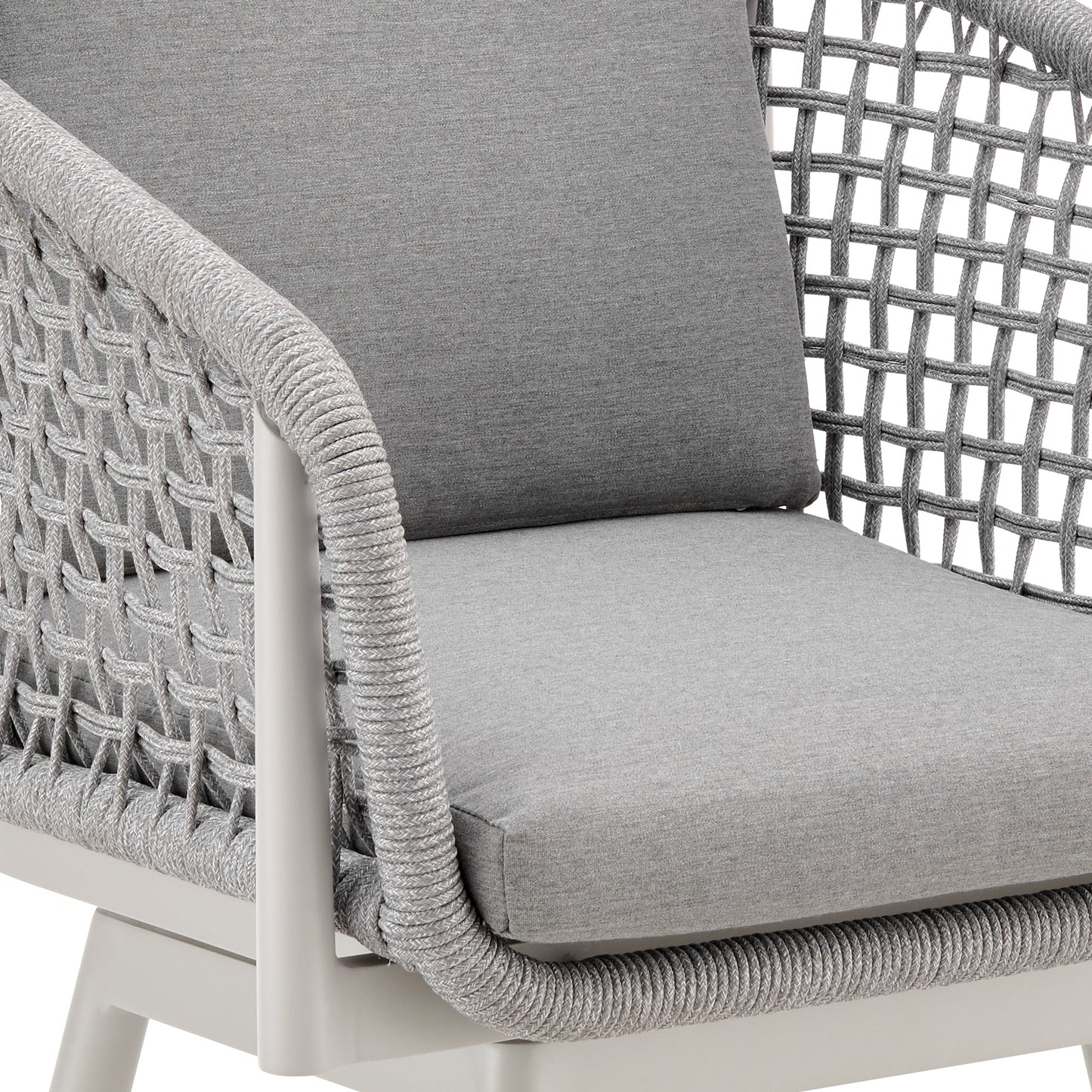 Rhodes Outdoor Patio Swivel Stool in Aluminum with Rope and Cushions