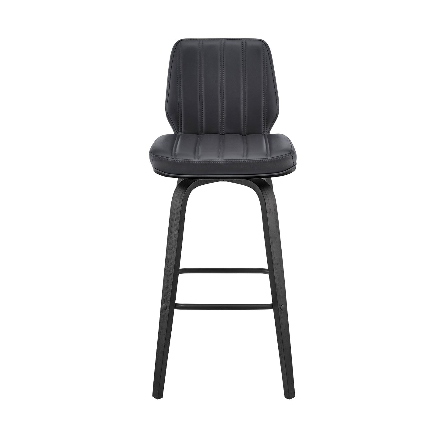Renee Swivel Gray Faux Leather and Wood Bar Stool