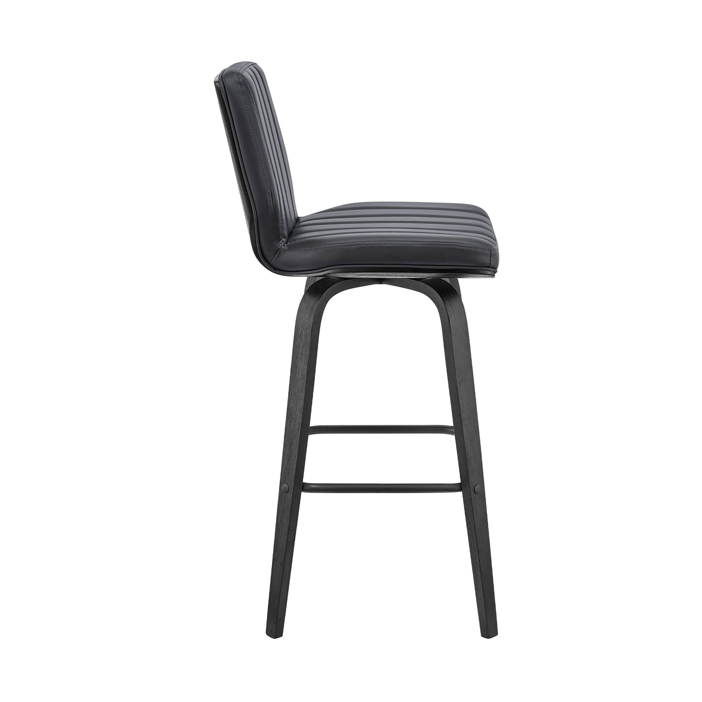 Renee Swivel Gray Faux Leather and Wood Bar Stool