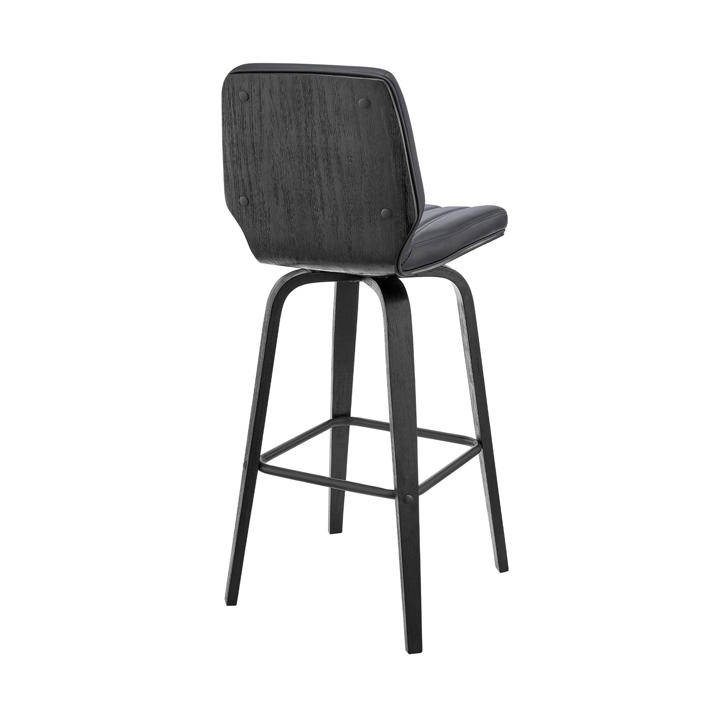 Renee Swivel Gray Faux Leather and Wood Bar Stool