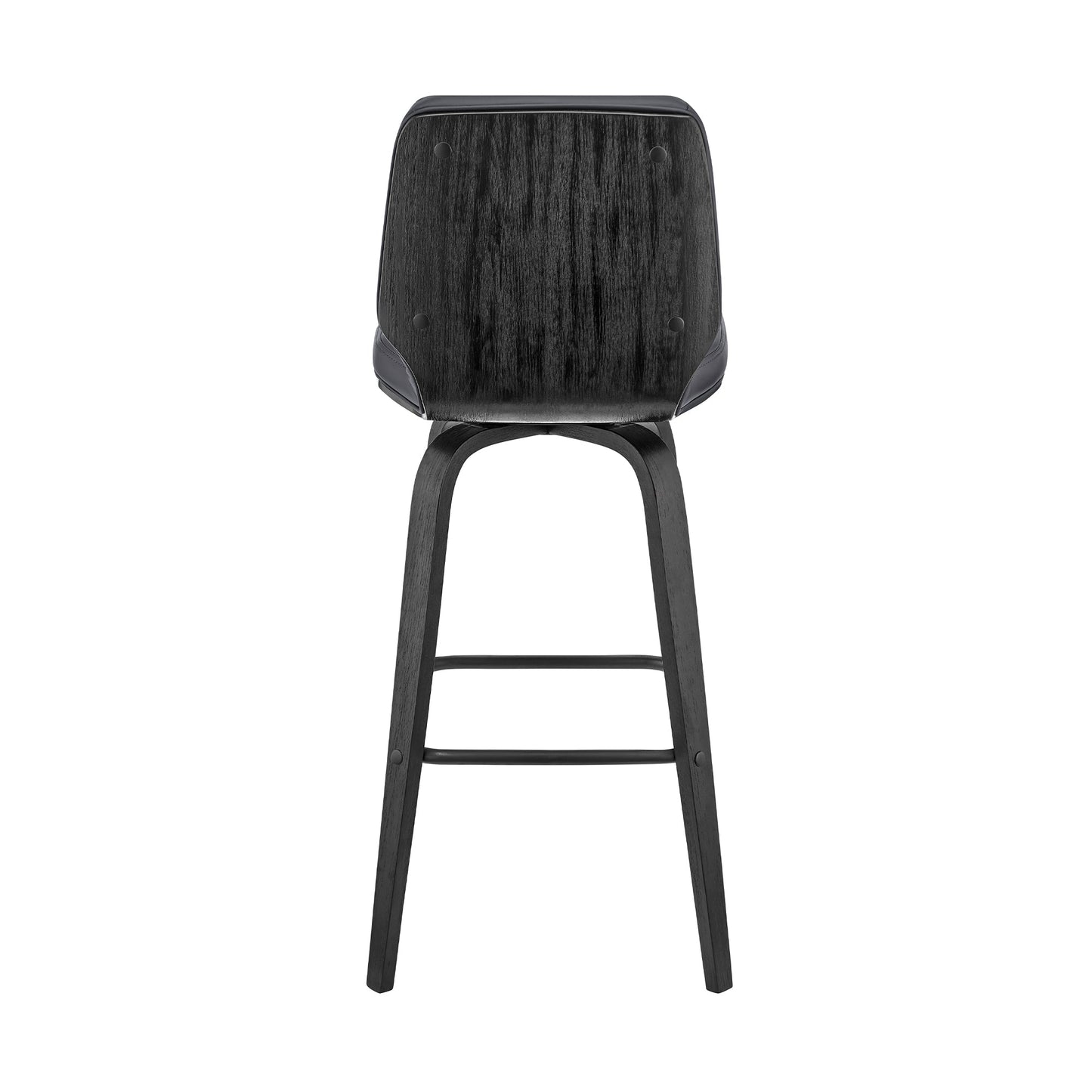 Renee Swivel Gray Faux Leather and Wood Bar Stool
