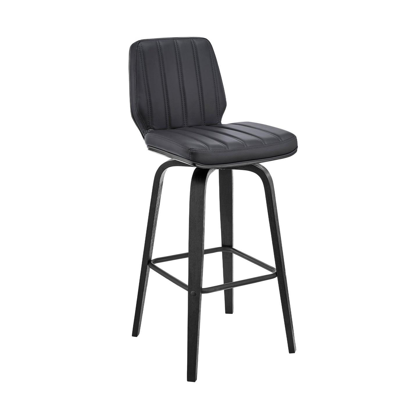 Renee Swivel Gray Faux Leather and Wood Bar Stool