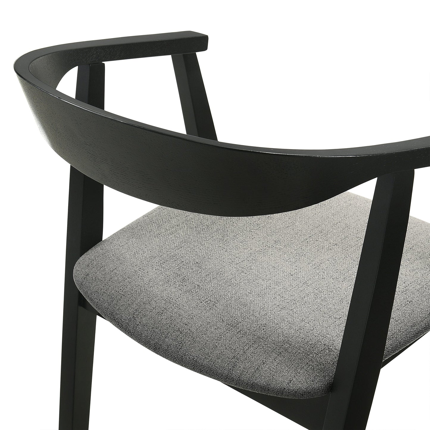 Santana Wood Dining Chair in Black Finish with Charcoal Fabric - Set of 2