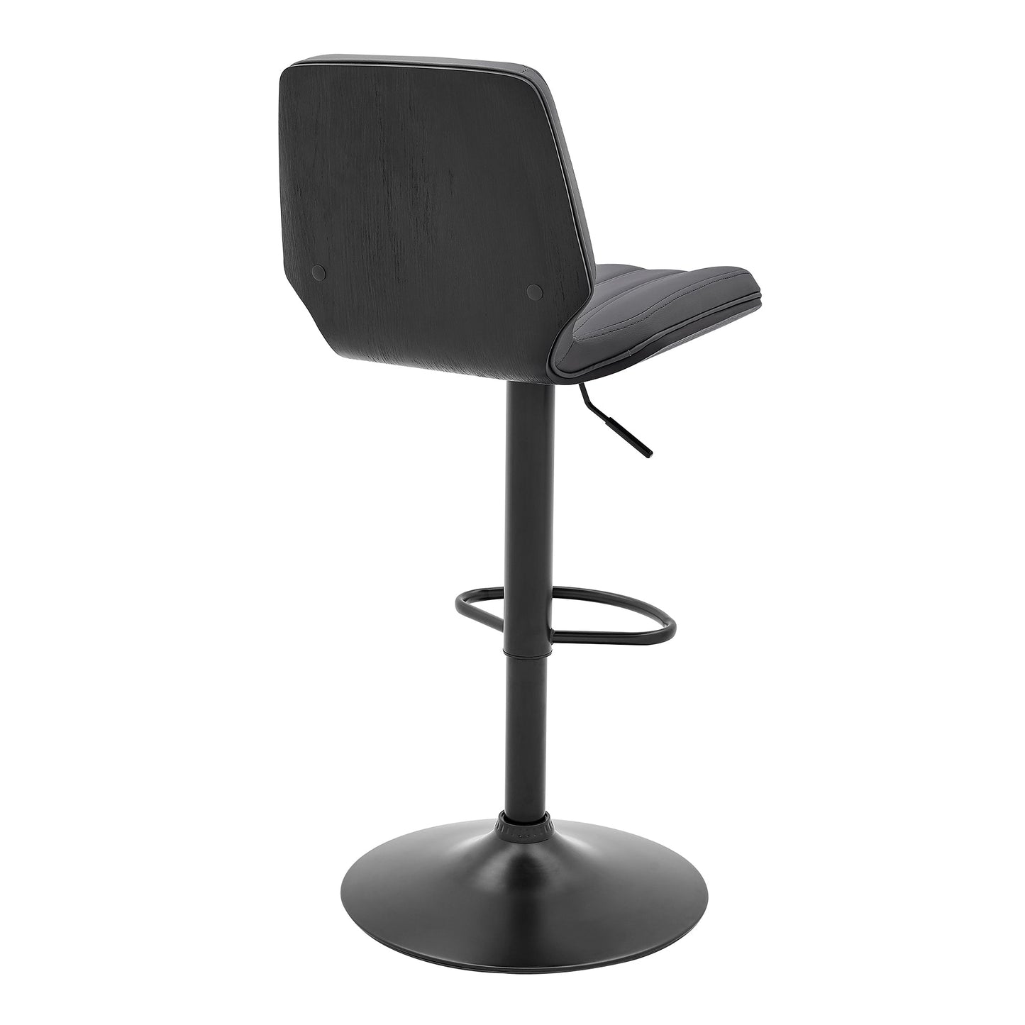 Sabine Adjustable Swivel Gray Faux Leather and Black Metal Bar Stool