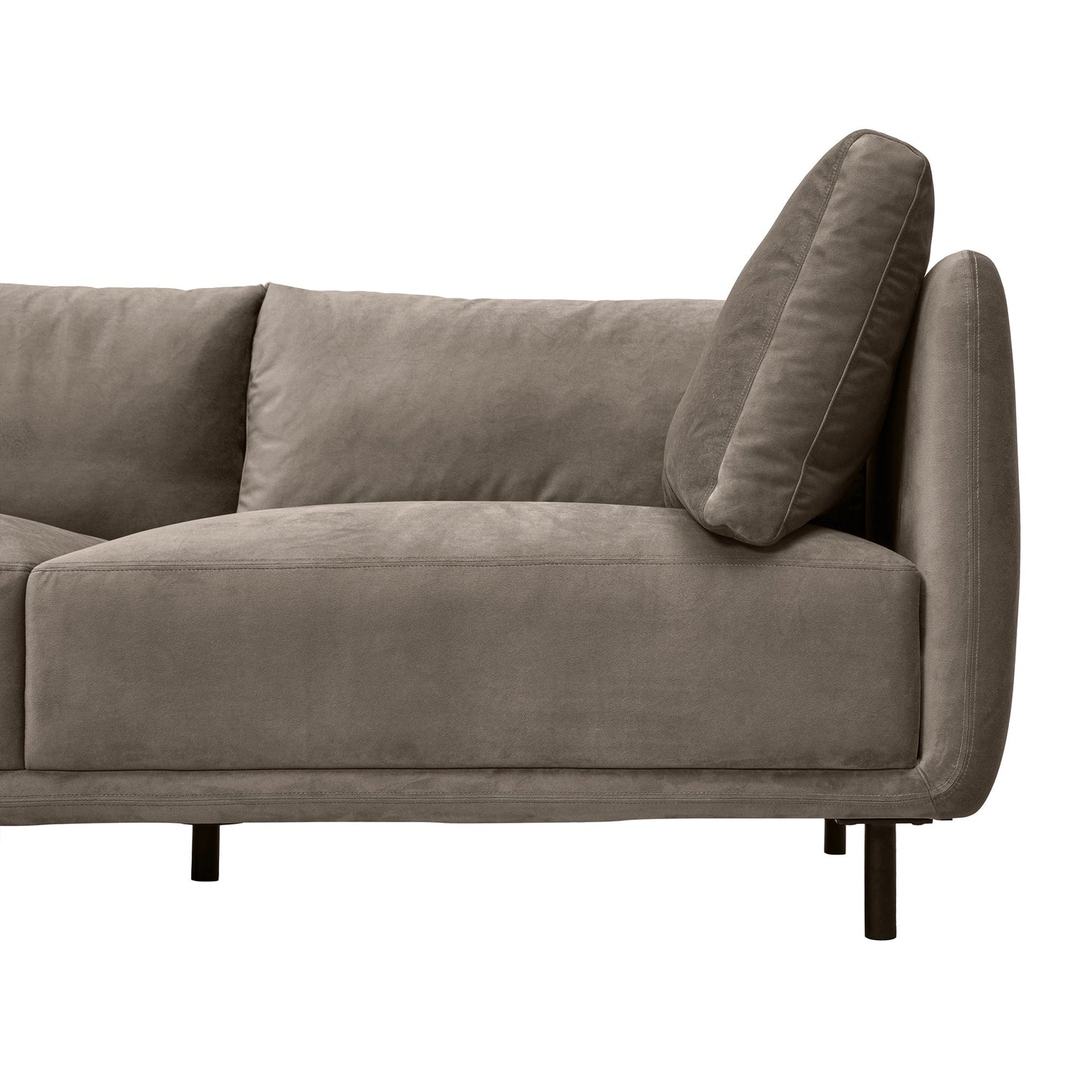 Serenity 79" Fossil Gray Velvet Sofa with Black Metal Legs