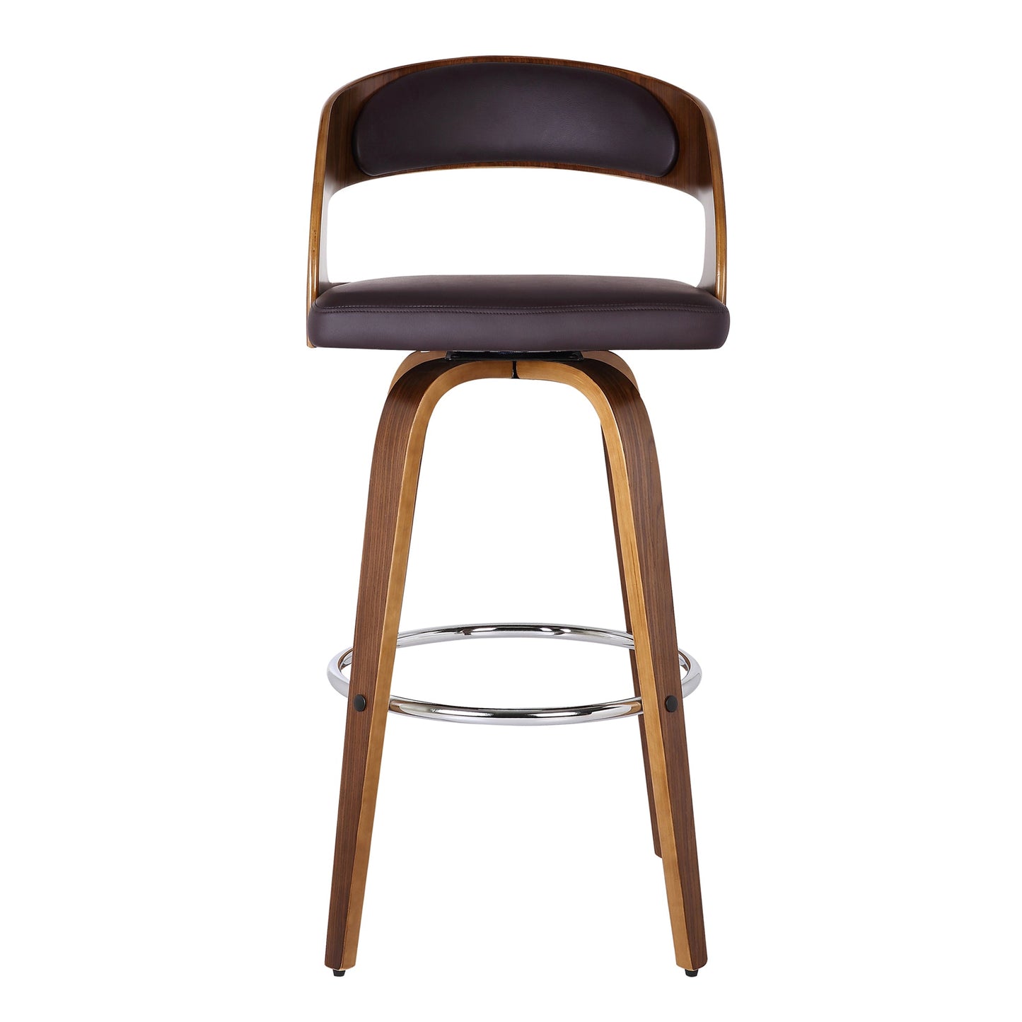 Shelly Swivel Counter and Bar Height Faux Leather and Wood Bar Stool