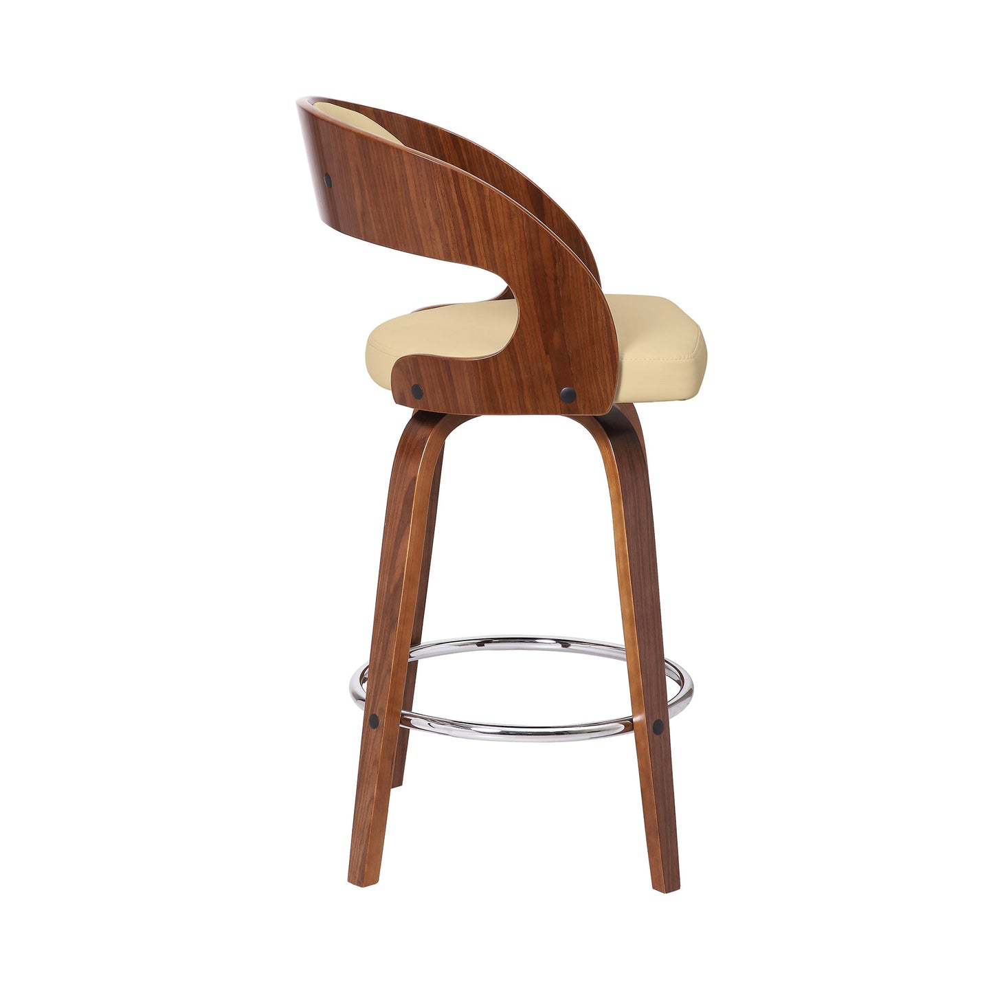 Shelly Swivel Counter and Bar Height Faux Leather and Wood Bar Stool