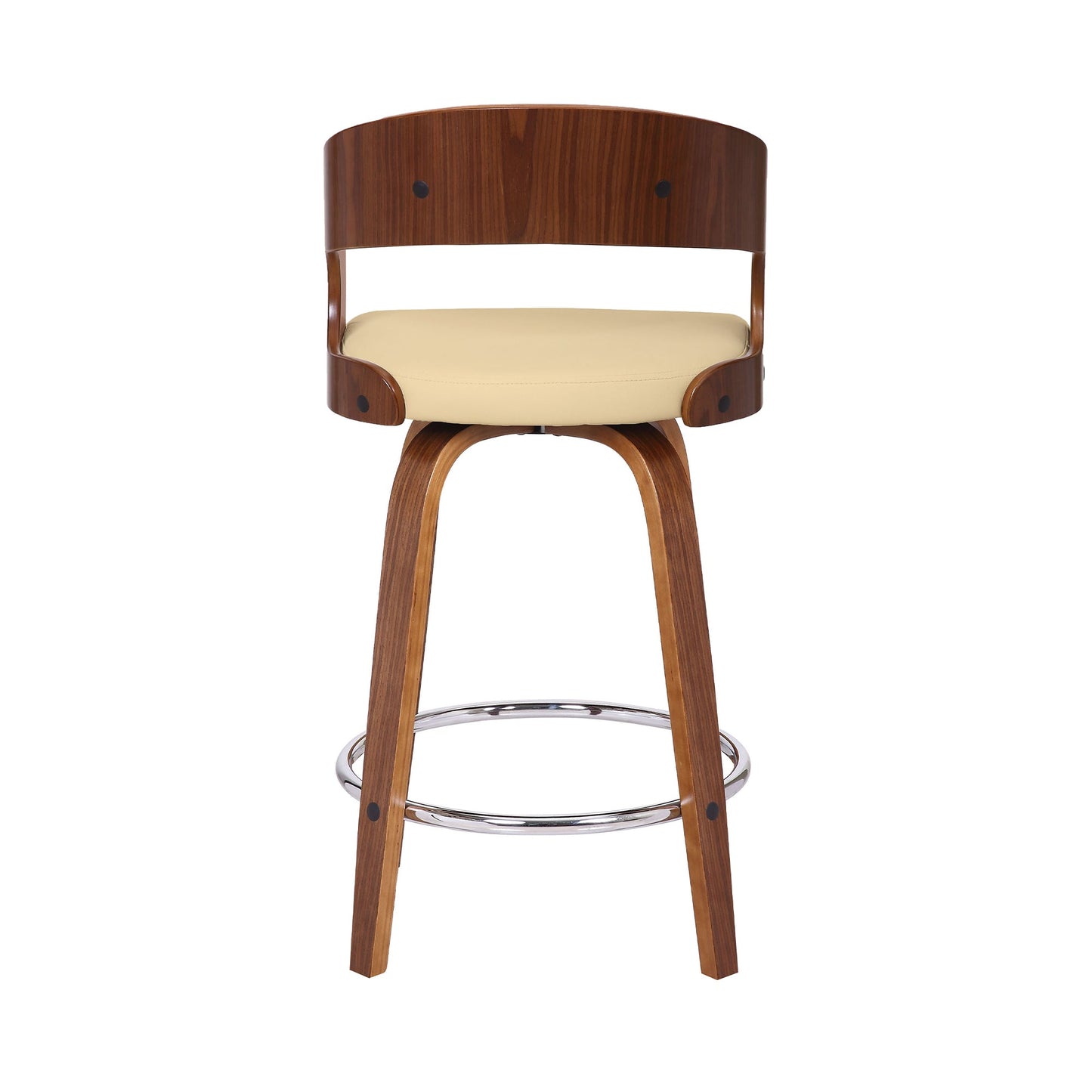 Shelly Swivel Counter and Bar Height Faux Leather and Wood Bar Stool
