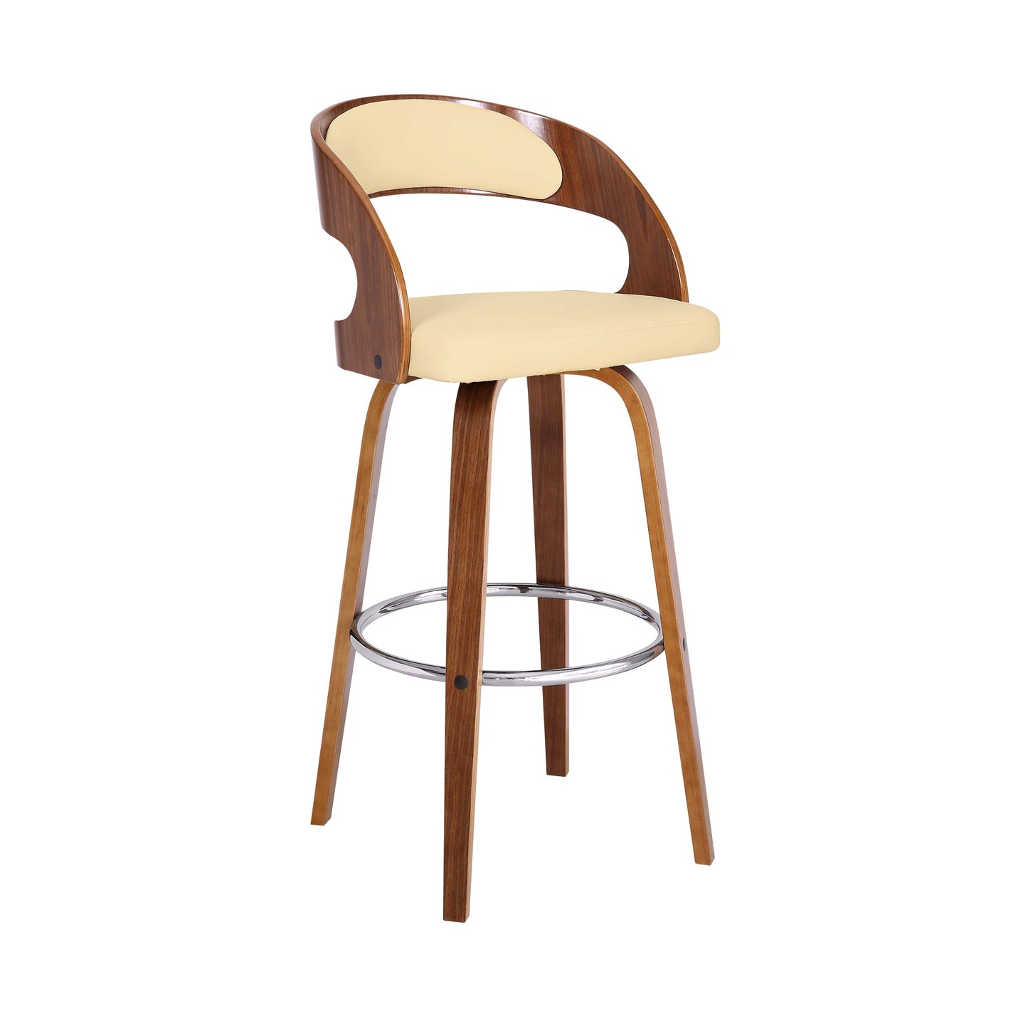 Shelly Swivel Counter and Bar Height Faux Leather and Wood Bar Stool