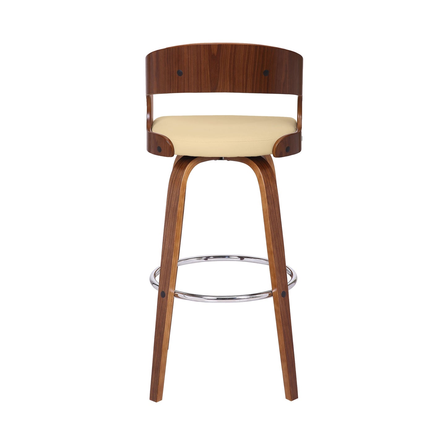 Shelly Swivel Counter and Bar Height Faux Leather and Wood Bar Stool