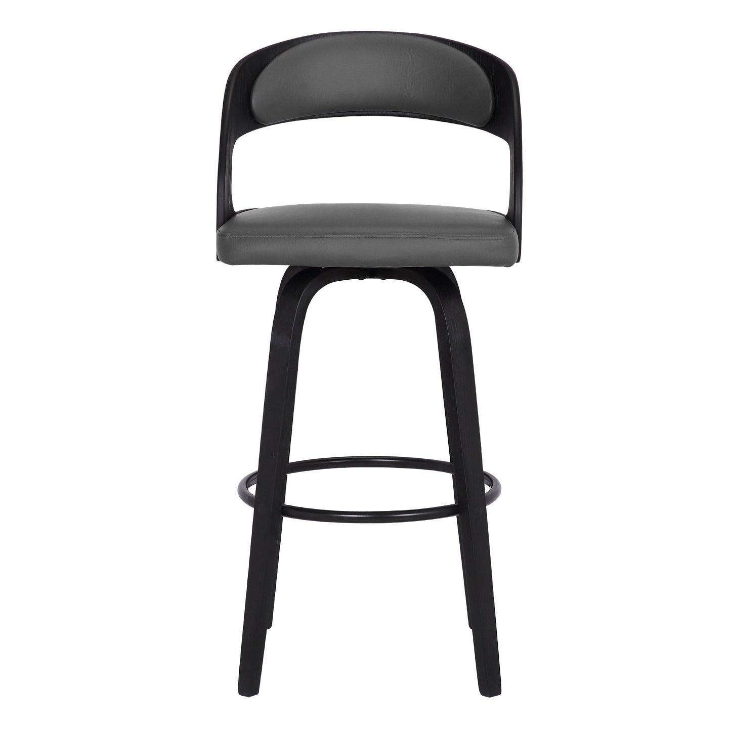Shelly Swivel Counter and Bar Height Faux Leather and Wood Bar Stool