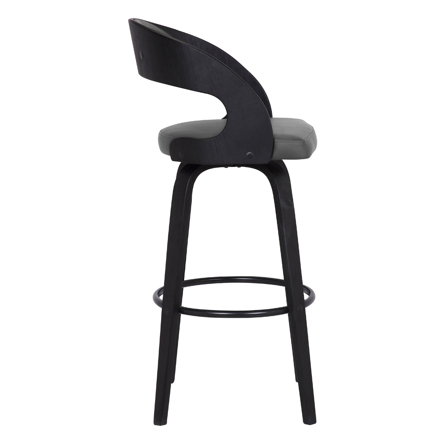 Shelly Swivel Counter and Bar Height Faux Leather and Wood Bar Stool