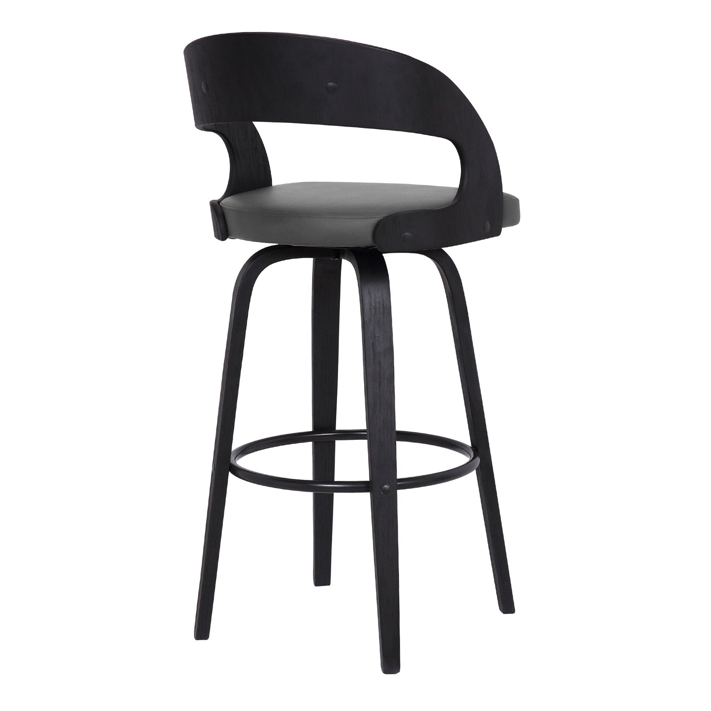 Shelly Swivel Counter and Bar Height Faux Leather and Wood Bar Stool