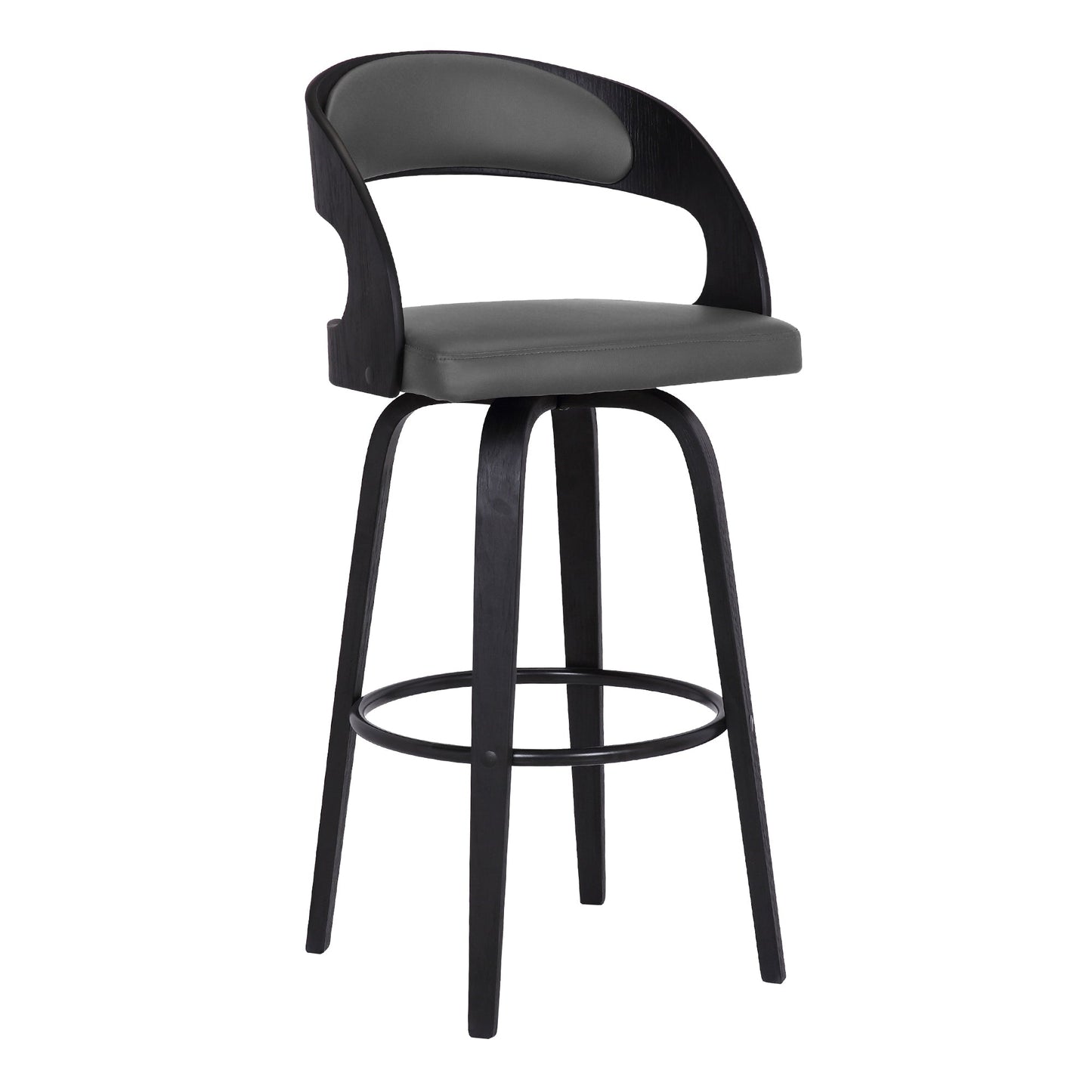 Shelly Swivel Counter and Bar Height Faux Leather and Wood Bar Stool