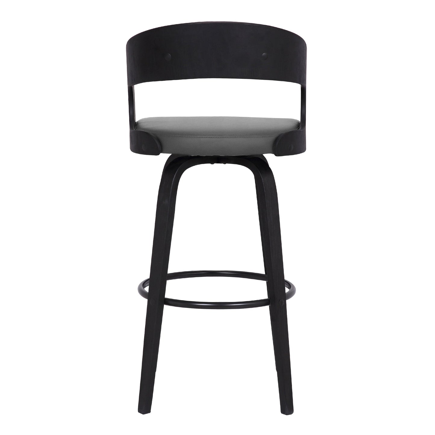 Shelly Swivel Counter and Bar Height Faux Leather and Wood Bar Stool