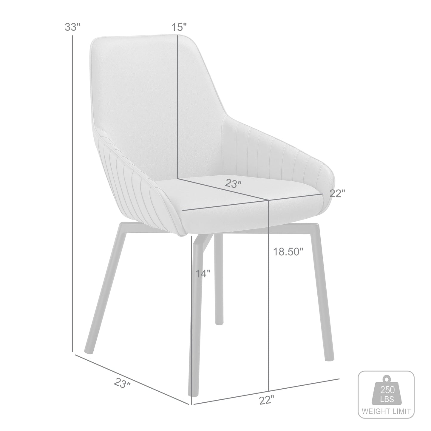 Shilo Swivel Upholstered Dining Chair in Taupe Gray Faux Leather with Black Metal Legs - Set of 2