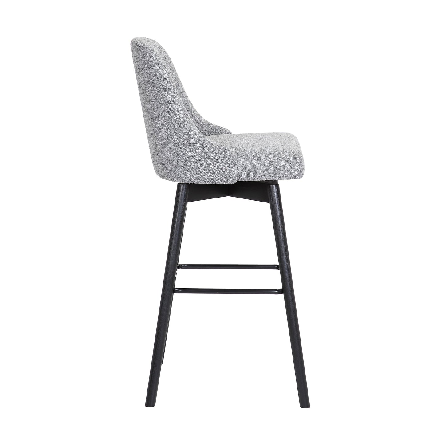 Sicily 30" Swivel Wood Bar Stool in Faux Leather and Fabric
