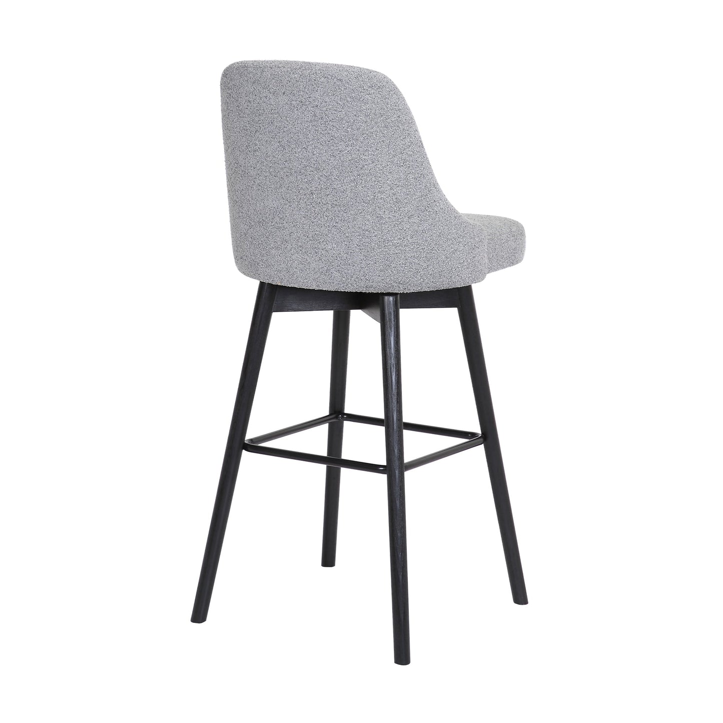 Sicily 30" Swivel Wood Bar Stool in Faux Leather and Fabric