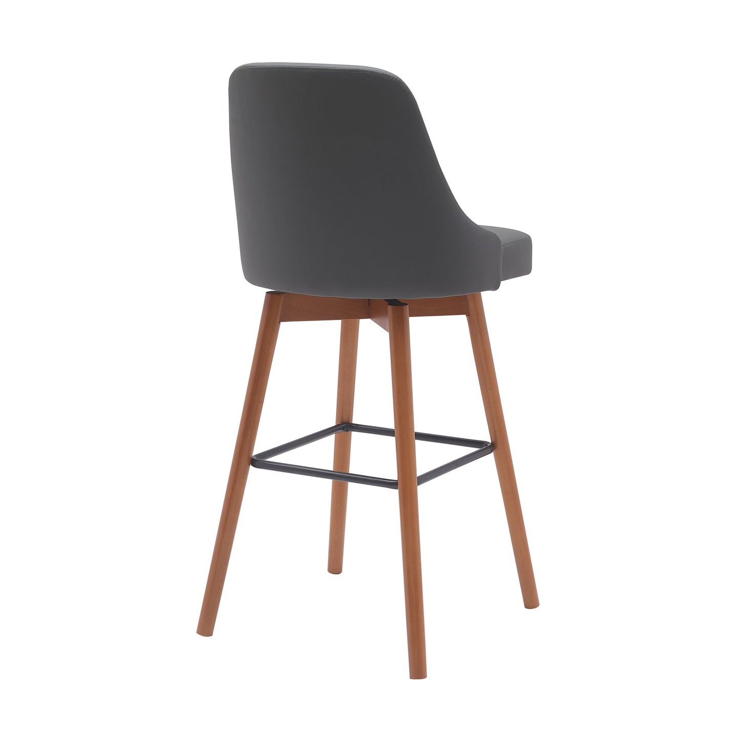 Sicily 30" Swivel Wood Bar Stool in Faux Leather and Fabric