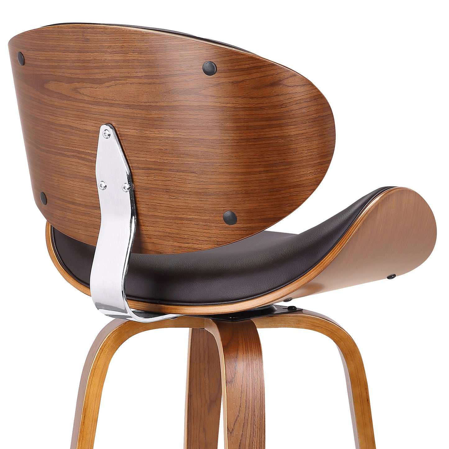 Solvang 26" Swivel Brown Faux Leather and Walnut Wood Counter Stool