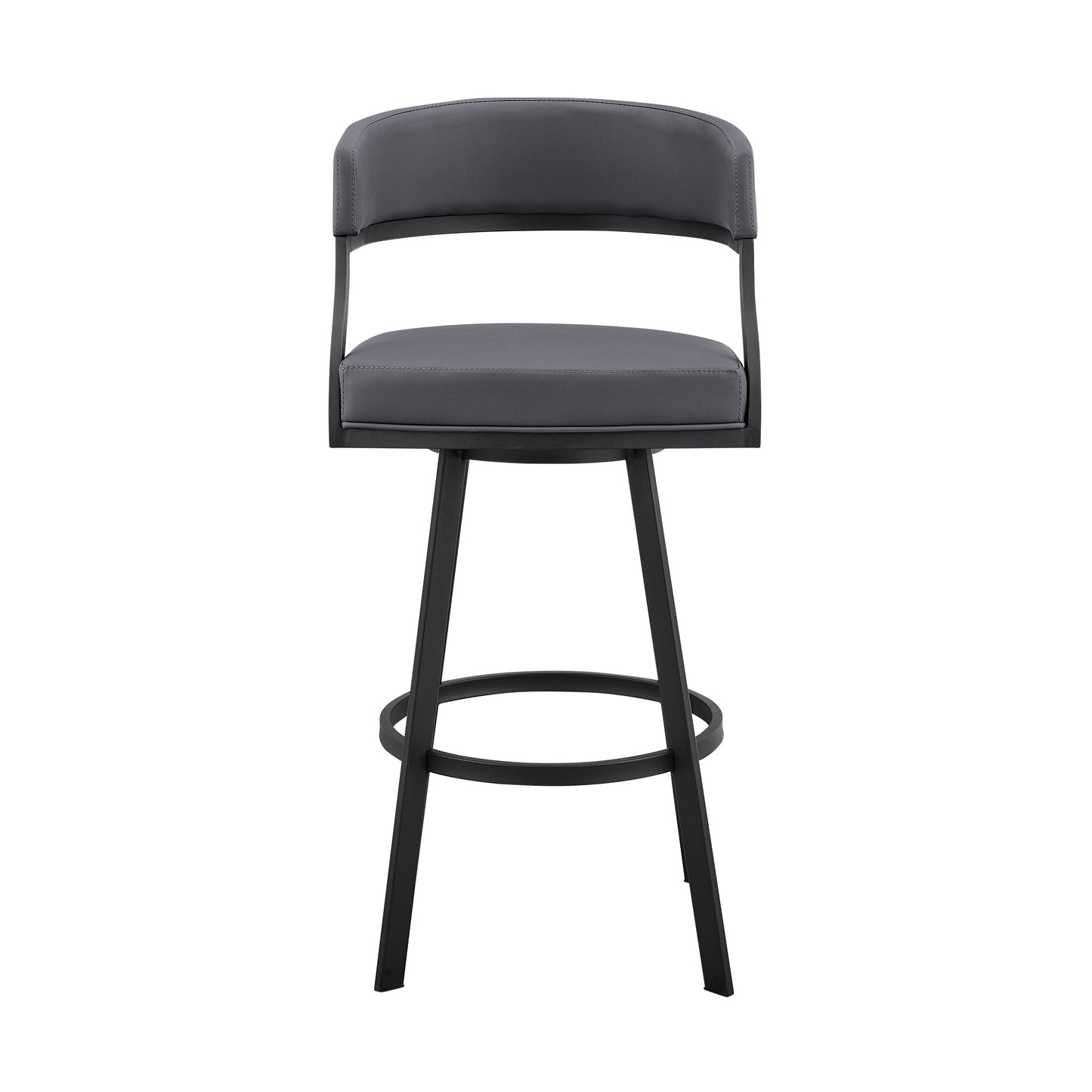 Saturn Swivel Faux Leather and Brushed Stainless Steel Bar Stool
