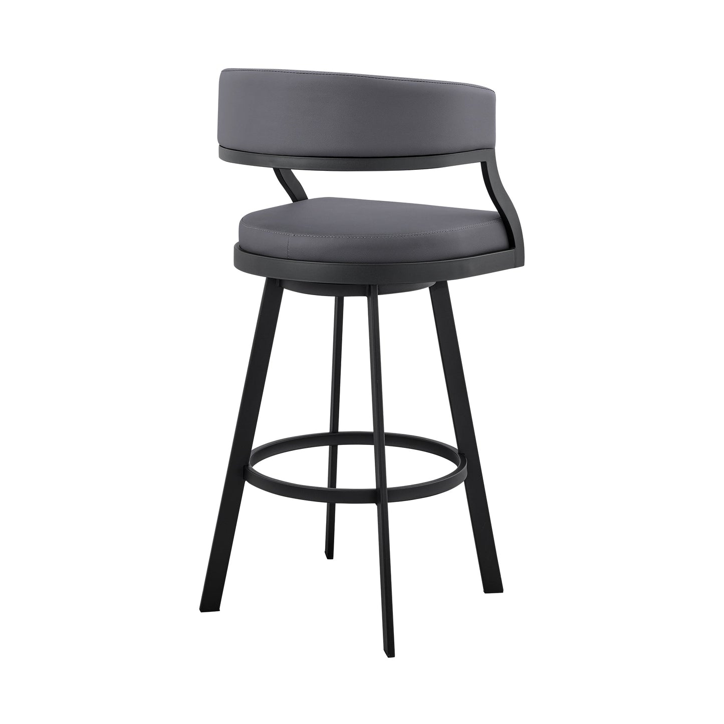 Saturn Swivel Faux Leather and Brushed Stainless Steel Bar Stool