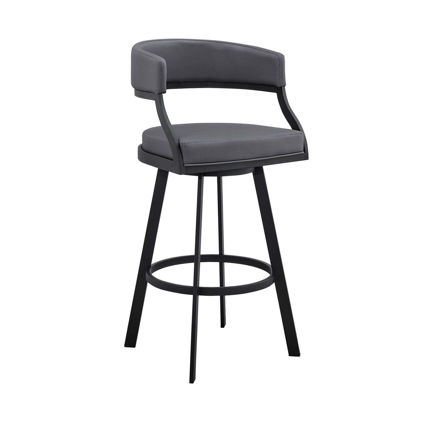 Saturn Swivel Faux Leather and Brushed Stainless Steel Bar Stool